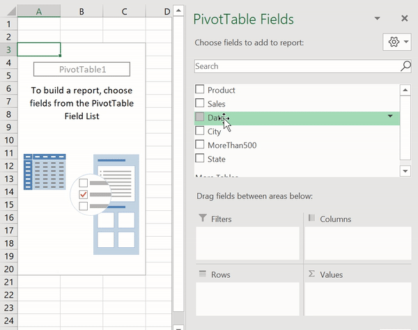 Generating a pivot table in Excel