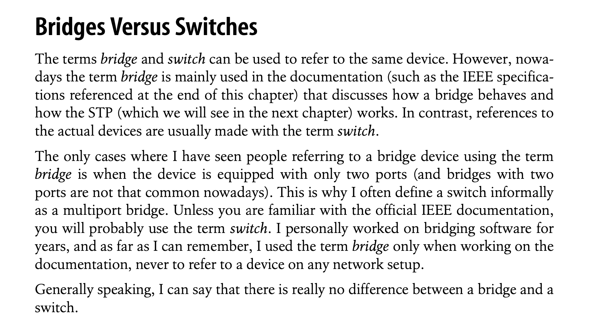 network bridges vs switches
